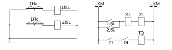 JSL-26繼電器構(gòu)成的二相式定時限保護的原理圖