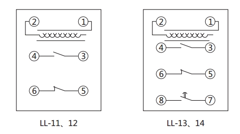 LL-12繼電器內(nèi)部接線 LL-12繼電器內(nèi)部接線