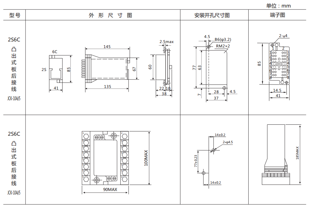 DX-115信號繼電器外形及開孔尺寸圖 DX-115信號繼電器外形及開孔尺寸圖