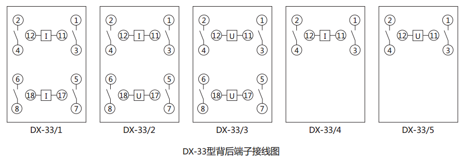 DX-33/2信號繼電器背后端子接線圖及外引接線圖 DX-33/2信號繼電器背后端子接線圖及外引接線圖