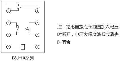 DSJ-12斷電延時時間繼電器內部接線及外引接線圖(背視圖)圖片 DSJ-12斷電延時時間繼電器內部接線及外引接線圖(背視圖)圖片