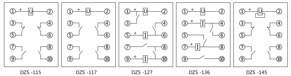 DZS-127延時中間繼電器內部接線圖及外引接線圖 DZS-127延時中間繼電器內部接線圖及外引接線圖