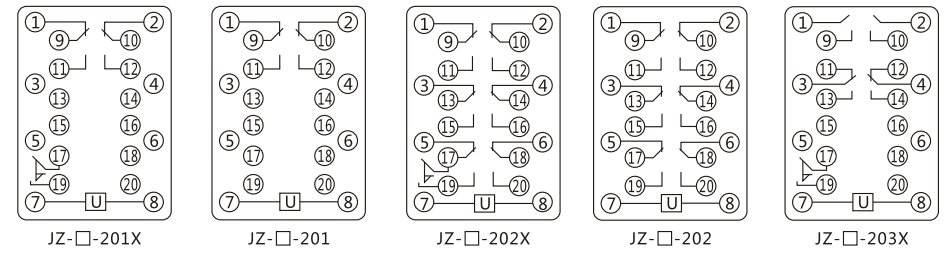 JZY(J)-218靜態(tài)中間繼電器內(nèi)部接線圖及外引接線圖 JZY(J)-218靜態(tài)中間繼電器內(nèi)部接線圖及外引接線圖