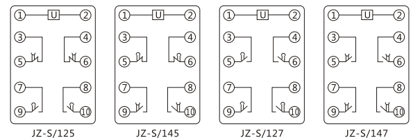 JZ-S/424靜態可調延時中間繼電器內部接線圖及外引接線圖 JZ-S/424靜態可調延時中間繼電器內部接線圖及外引接線圖
