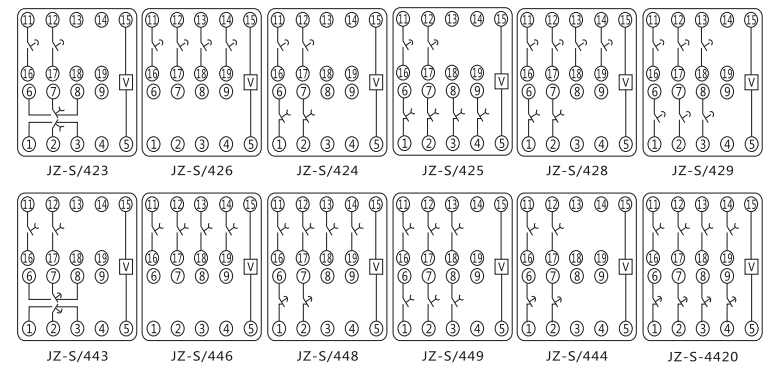 JZ-S/424靜態可調延時中間繼電器內部接線圖及外引接線圖 JZ-S/424靜態可調延時中間繼電器內部接線圖及外引接線圖