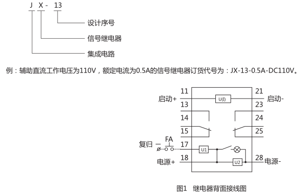 JX-13信號繼電器型號含義圖 JX-13信號繼電器型號含義圖